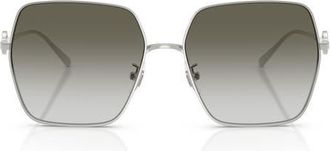 Tory Burch 58mm Gradient Square Sunglasses in Silver /Grey Green Gradient at Nordstrom