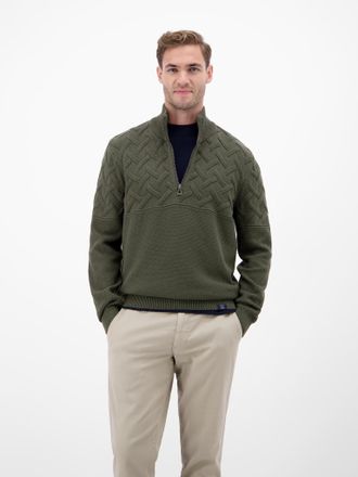 Lerros Strickpullover LERROS, Herren, Gr. XXL, nordic olive, Strick, Obermaterial: 100% Baumwolle, unifarben, normal h&uuml;ftbedeckend, Rundhals, Flachstrickb&uuml;nd