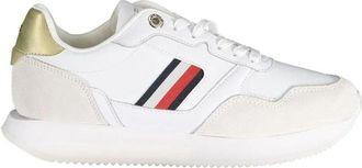 Tommy Hilfiger Witte Sneakers met Borduuraccent - Dames - Sneakers - Wit - 41 EU - Leer - Schoenen