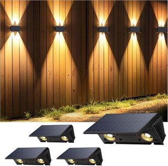 OEM L&aacute;mpara De Pared Solar Para Exteriores - Juego De 4 - Resistente Al Agua - Luz Blanca C&aacute;lida