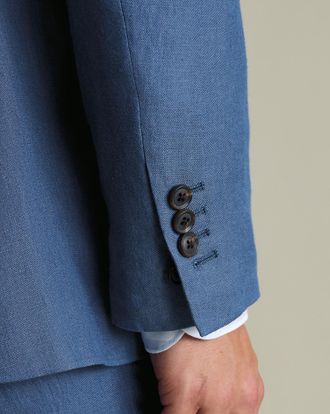 CHARLES TYRWHITT Pure Linen Jacket - Denim Blue Size 36S by Charles Tyrwhitt