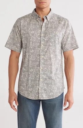 Ezekiel Grafton Short Sleeve Button-Down Shirt in Bone/Grey at Nordstrom Rack, Size Medium