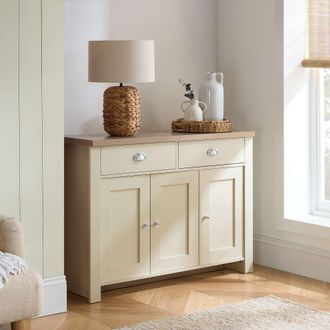 Birlea Sideboard Cream & Oak Highgate 3 Door 2 Drawer Navy Farmhouse Shabby Chic