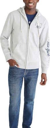 A&eacute;ropostale Mens Aero Logo Full Zip Hoodie-Left Chest Hooded Sweatshirt, Light Heather Grey, L