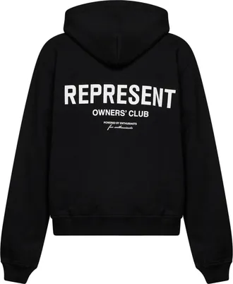 Represent Mens Zip-Up Hoodie Owners Club Black Cotton Sweatshirts Sweater