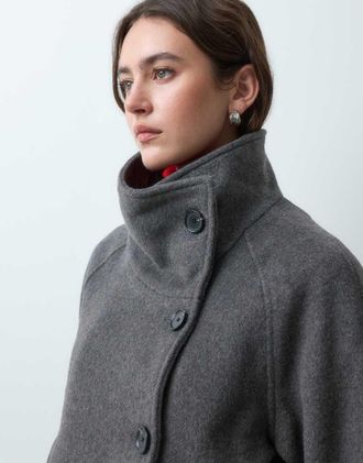 Mango Teen giacca corta con collo a imbuto grigia-Grigio