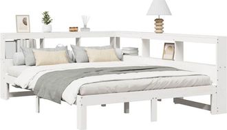 vidaXL Bookcase Bed without Mattress White 140x200 cm Solid Wood Pine vidaXL