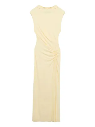 SIMKHAI Acacia cowl-neck gathered maxi dress - women - Spandex/Elastane/Rayon/Spandex/Elastane/Rayon - S - Yellow