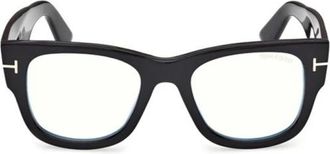Tom Ford Blauwe Blokkerende Vierkante Optische Montuur met Clip-On - Heren - Brillen - Zwart - 51 MM - Accessoires