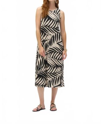Joseph Ribkoff Tropical Print Midi A-Line Dress In Black/moonstone