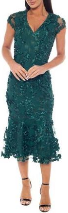 OLEG CASSINI Embroidered Body-Con Dress in Hunter at Nordstrom Rack, Size Medium