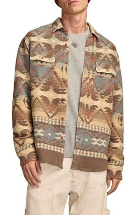 Lucky Brand Southwest Pattern Jacquard Cotton Flannel Button-Up Shirt in Brown Multi at Nordstrom, Size Xx-Large