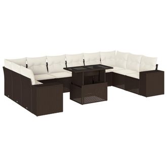 vidaXL Vidaxl - Set Divani Da Giardino 11 Pz Con Cuscini Polyrattan Marrone