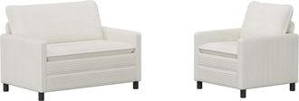 vidaXL Juego De Sof&aacute; 2 Uds. Crema Poli&eacute;ster Vidaxl