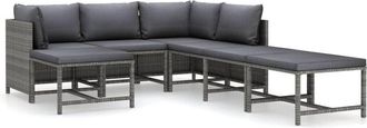 vidaXL Vidaxl - Set De Muebles De Jard&iacute;n 7 Pzas Y Cojines Rat&aacute;n Sint&eacute;tico Gris