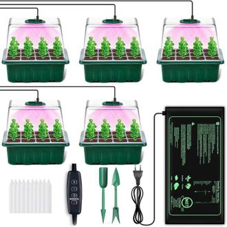OEM Mini Serra Per Piante, Kit Di Coltivazione Da 5 Pezzi Con Tappetini Riscaldanti, Timer, Illuminazione Regolabile, Kit Di Coltivazione Universale Per P