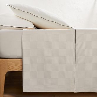 La Redoute Interieurs Plat laken in gewassen satijnkatoen, Victor, dambord motief