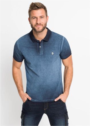 Bonprix Poloshirt BONPRIX, Herren, Gr. 68/70 (4XL), tiefblau used, Obermaterial: 100% Baumwolle, regular fit, Shirts Poloshirt, Kurzarm, Polokragen, ausgewasc