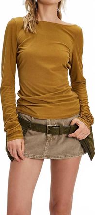 Free People Riley Long Sleeve Tee In Dried Brown