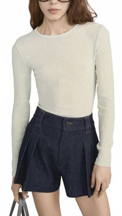Frame Denim The Textured Crew Sweater In Soft Lime