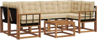 vidaXL Vidaxl Conjunto De Sof&aacute;s De Exterior 7 Uds. Natural Y Beige