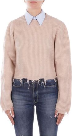 SOLOTRE Truien & Vesten, Dames, Bruin, M, Wol, Trui met afneembare kraag