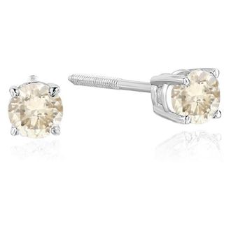Vir Jewels 1/2 to 2 cttw Champagne Diamond Stud Earrings 14K White Gold Round Screw Backs