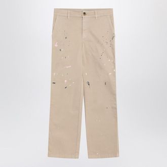 Golden Goose Beige trousers with splatter details