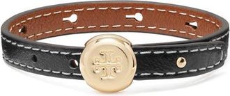 Tory Burch Romy Leather Bracelet in Light Brass/black at Nordstrom