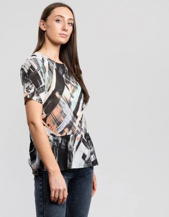 Great Plains Womens Great Plains Pastel Paint Peplum Womens Top - Multi - Size: 10/8