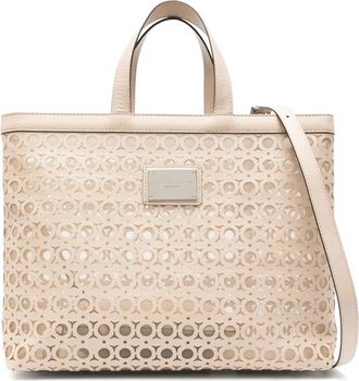 Roberto Festa Milano Tote Bag met Uitgesneden Patroon - Dames - Handtassen - Beige - ONE Size - Leer - Tassen