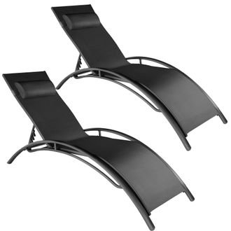 TecTake Sun Lounger Set Of 2 Alina in Black | Size: 2 Seater