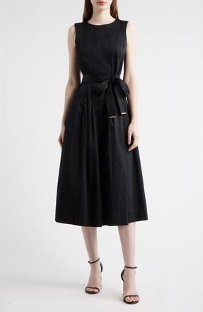 Anne Klein Sleeveless Stretch Cotton Midi Dress in Anne Black at Nordstrom, Size 12