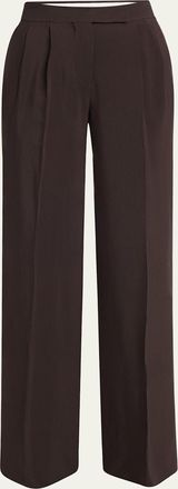 Tom Ford Pleated Viscose-Wool Wide-Leg Pants