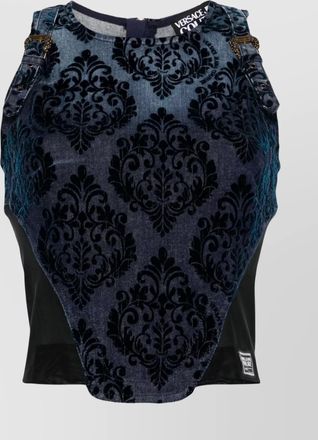 Versace Jeans Couture denim paneled sleeveless top