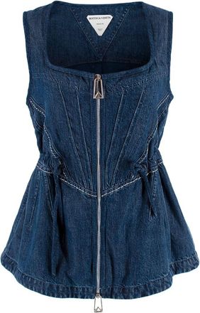 Bottega Veneta Drawstring Sleeveless Denim Top Size XXS