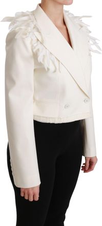 Dolce & Gabbana Womens White Double Breasted Coat Wool Jacket Clothing