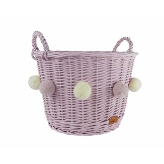 OEM Cesta De Juguetes Redonda Con Orejas Rosas Y Pompones