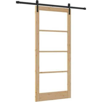vidaXL Vidaxl - Puerta Deslizante Marr&oacute;n 93 X 211 Cm Madera Maciza De Pino
