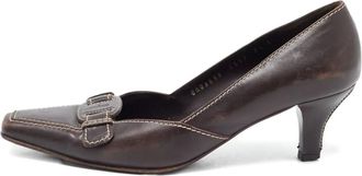 Ferragamo Pumps in pelle con fibbia 65mm - Marrone