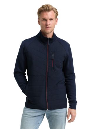 Tom Tailor Sweatjacke TOM TAILOR, Herren, Gr. M, blau (sky captain blau), Sweatware, Obermaterial: 100% Baumwolle, Strukturmuster, unifarben, regular fit taillen