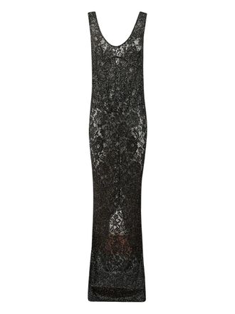 New Arrivals crystal-embellished lace maxi dress - women - Fabric/glass - 38 - Black