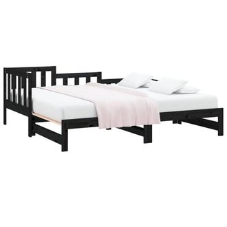Berkfield Home Pull-out Day Bed Black 2x(80x200) cm Solid Wood Pine