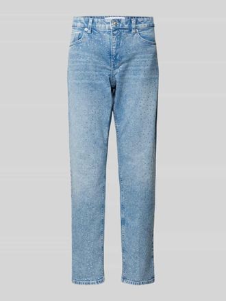 M.A.C Straight Fit Jeans mit Ziersteinbesatz in Hellblau, Gr&ouml;&szlig;e 42/28