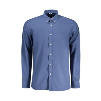 North Sails Overhemden, Heren, Blauw, S, Katoen, Lange mouwen overhemd