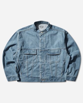 Cav Empt Men s Washed Nep Denim Trucker Jacket Indigo