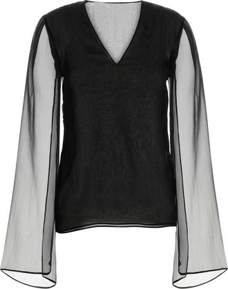 Alberta Ferretti Black Silk Blouse