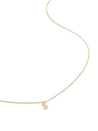 Monica Vinader 14kt yellow gold small Initial S necklace - women - 14kt Yellow Gold - OS