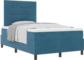 vidaXL Box Spring Bed with Mattress Dark Blue 120 x 190 cm Fabric vidaXL