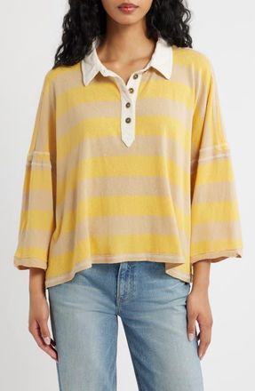 Free People Auggie Stripe Top in Oat Latte/yellow Fin at Nordstrom, Size X-Large